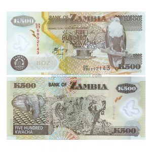 Zambia 500 Kwacha Polymer Banknote, 2009, UNC
