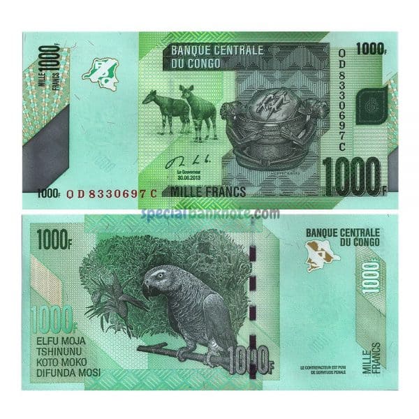 Congo Democratic Republic 1000 Francs Banknote, 2013, P-101b2, UNC