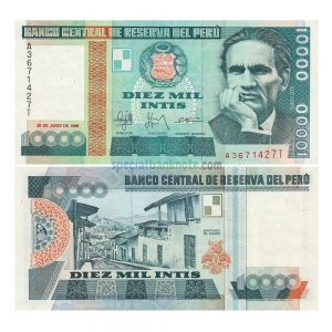 Peru 10000 Intis Banknote, 1988, P-140, UNC