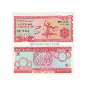 Burundi 20 Francs Banknote, 2007, UNC