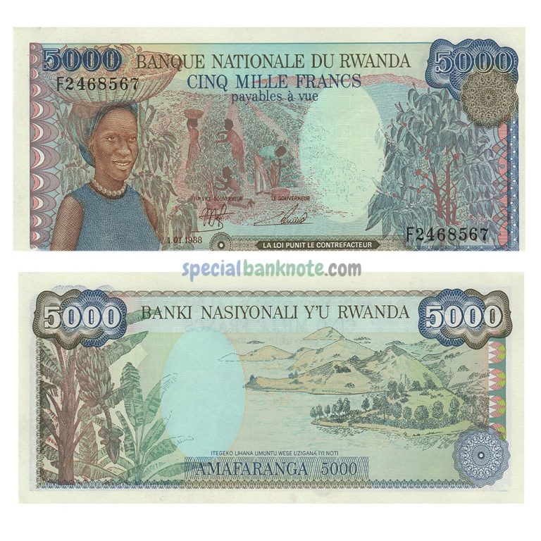 Rwanda 5000 Francs Banknote, 1988, P-22a, UNC - Special Minds Store