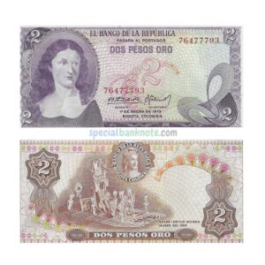Colombia 2 Pesos Oro Banknote, 1973, P-413a, UNC