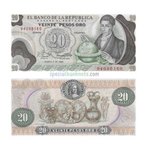 Colombia 20 Pesos Oro Banknote, 1982, P-409d, UNC