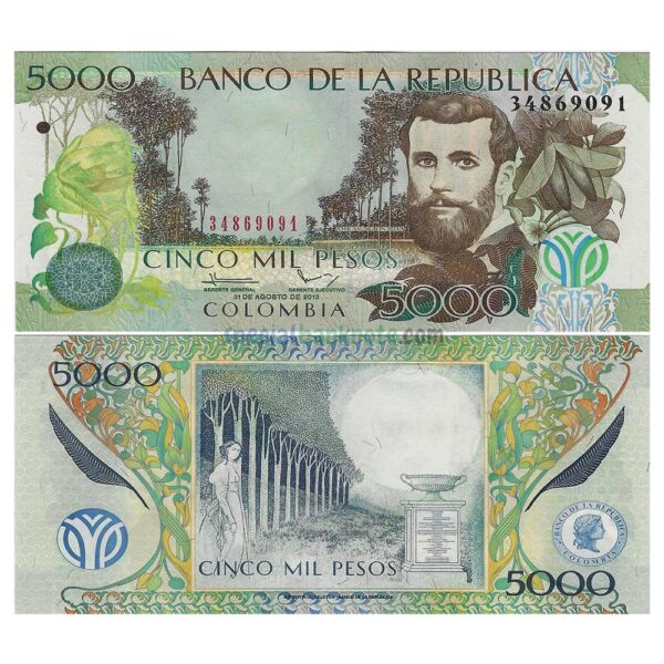 Colombia 5000 Pesos Banknote, 2013, P-452, UNC