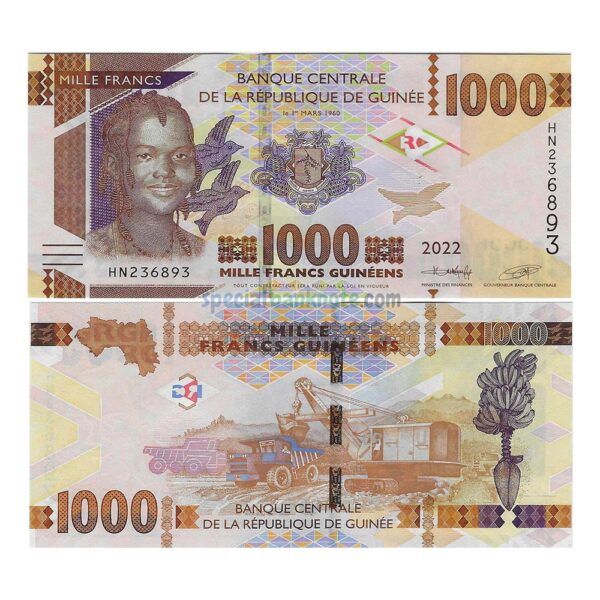 Guinea 1000 Mille Francs Banknote, 2022, P-48d, UNC