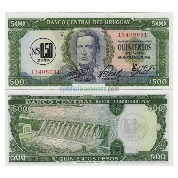 Uruguay 0,50 Nuevos Pesos on 500 Pesos Banknote, 1975, P-75, UNC