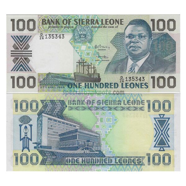 Sierra Leone 100 Leones President Momoh Issue Banknote, 1989, P-18b, UNC