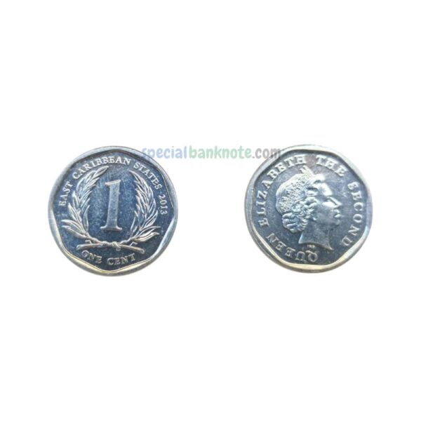 East Caribbean States 1 Cent Coin, 2011-2013, AUNC Elizabeth II (1952-2022)