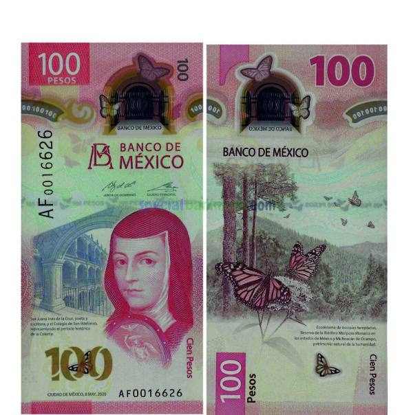 Mexico 100 Pesos Historical Identity and Natural Heritage Polymer Banknote, 2020, P-134a, UNC