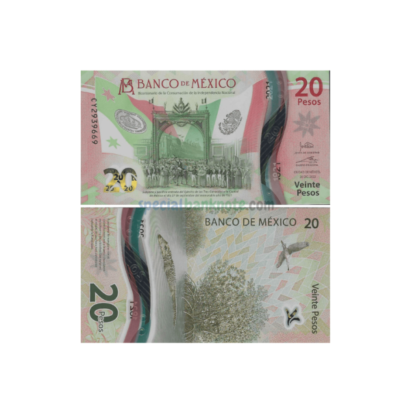 Mexico 20 Pesos Polymer Banknote, 2022, P-132e2, UNC