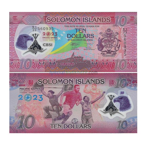 Solomon Islands 10 Dollars 17th Pacific Games Commemorative Polymer Banknote, 2023, P-39a, UNC