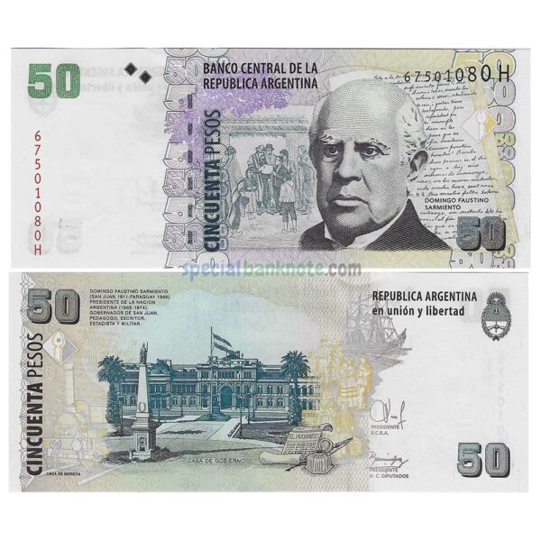 Argentina 50 Pesos Banknote, 2013-2014, P-356a7, UNC