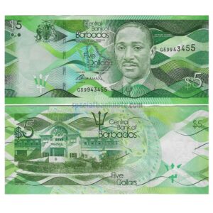 Barbados 5 Dollars Banknote, 2013, P-74a, UNC
