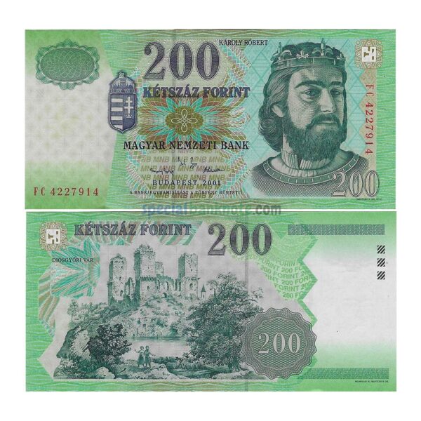 Hungary 200 Forint Banknote, 2001, P-187a, UNC