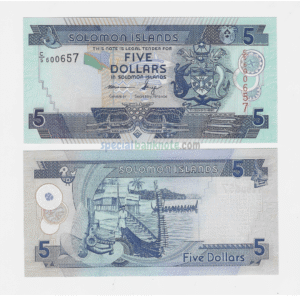 Solomon Islands 5 Dollars Arms and Flag Issue Banknote, 2011, P-26a3, UNC
