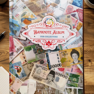 Special Minds Store® Aesthetic Design 120 Packet Banknote Album Collection Book, Acid-Free, PVC-Free Sleeves Album for World Currency Collection