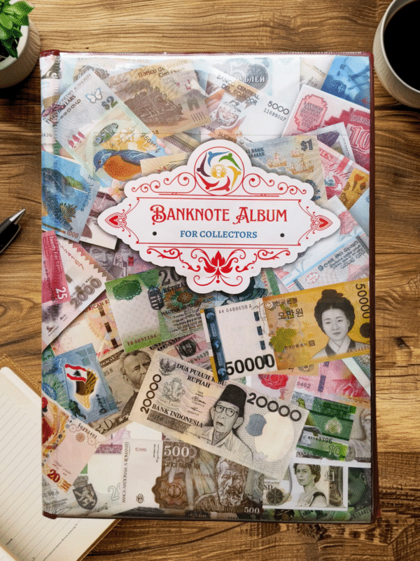 Special Minds Store® Aesthetic Design 60 Packet Banknote Album Collection Book, Acid-Free, PVC-Free Sleeves Album for World Currency Collection
