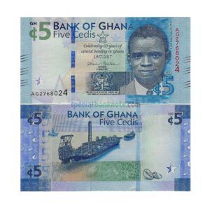 Ghana 5 Cedi 60 Years Central Banking in Ghana Commemorative Banknote, 2017, P-43a, UNC