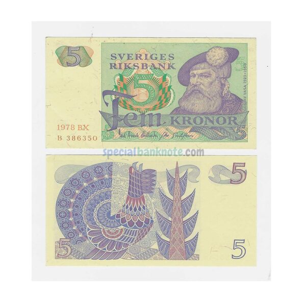Sweden 5 Kronor Banknote,1979, P-51d2, UNC