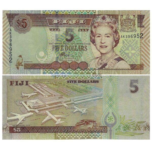 Fiji 5 Dollars Banknote, 2002, P-105b, UNC