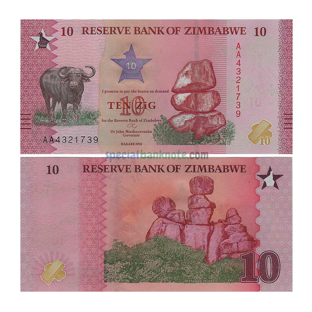 Zimbabwe 10 Zig Banknote, 2026, P-115a, UNC