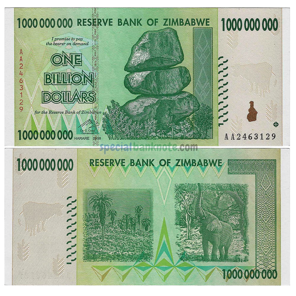 Zimbabwe 1000 000 000 Dollars Banknote, 2008, UNC