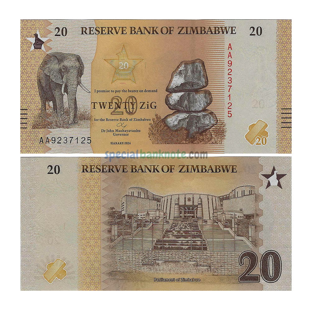 Zimbabwe 20 Zig Banknote, 2026, P-116a, UNC