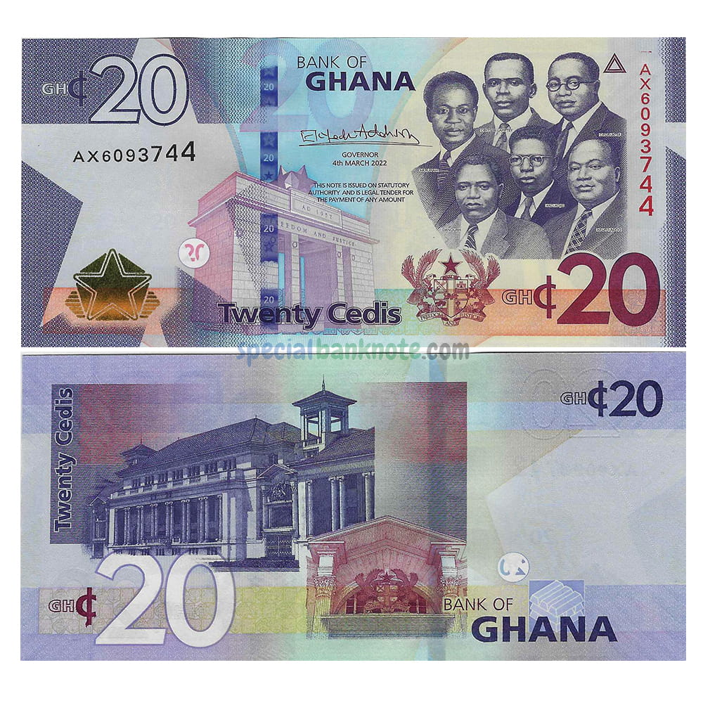Ghana 20 Cedi Banknote, 2019-2025, P-48b, UNC