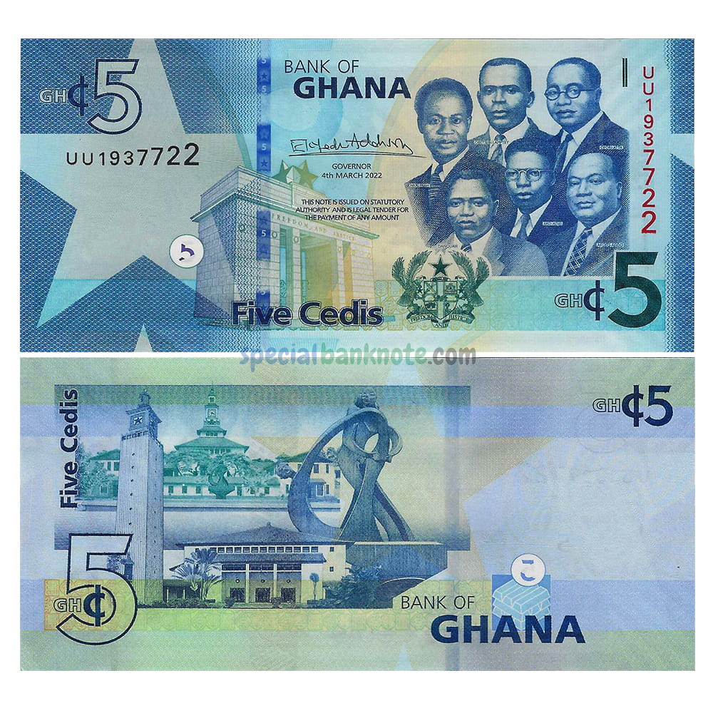 Ghana 5 Cedi Banknote, 2019-2025, P-46b, UNC